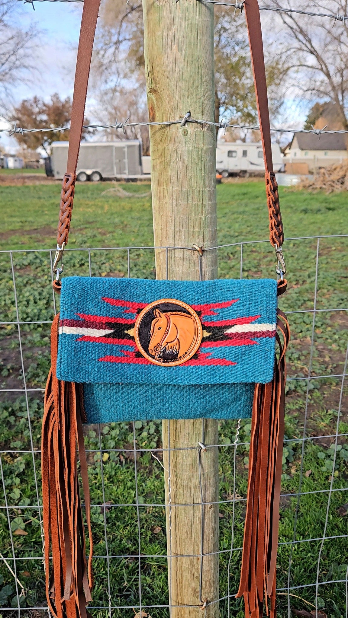 Turquoise saddle blanket purse